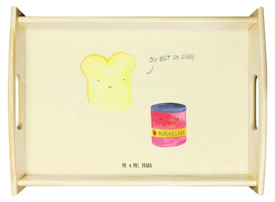 Produktbild von Mr. & Mrs. Panda Tablett Toast Marmelade - Gelb Pastell - Geschenk, Serviertablett, Lustige Sprüche, Küche Deko, Brot, Süß, teetablett, Snack, Toastbrot, sofatablett
