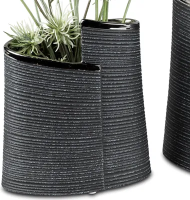 Produktbild von Deko Vase ANTHRAZIT WRAP H. 19cm B. 17cm silber grau Keramik Formano