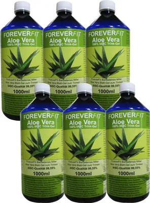 Produktbild von ForeverFit Aloe Vera 6x 1000ml Trinkgel Barbadensis Miller Blattgel unverdünnt KEIN Saft KEIN Konzentrat OHNE künstliche Vitamine.