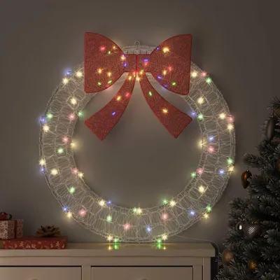 Zdjęcie produktu dla vidaXL Wieniec LED, 80 diod, wielokolorowy, 92 x 92 x 9,5 cm, akryl