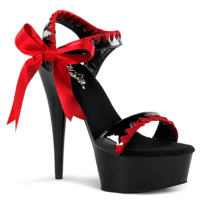 Produktbild von DELIGHT-615 Damen Sandale von Pleaser, Schwarz-Rot EU 38, US 8