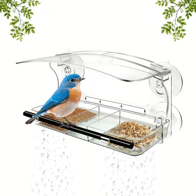 Productafbeelding van Vogelfeederhuis voor aan het raam van acryl met zuignappen