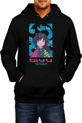 Obrázok produktu pre Pánska Mikina S Kapucňou Japan Anime Manga Demon Anime Slayer Giyu Tomioka Hashira, Man 2XL / čierna