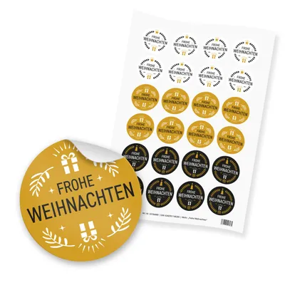 Produktbild von itenga 24x Sticker Frohe Weihnachten Mix weiß schwarz gelb 4cm