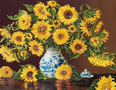 Zdjęcie produktu dla Diamond Dotz Sunflowers In A China Vase, Dorosły, Wielobarwny, Zaawansowany, 559 mm, 711,2 mm, Zawieszane pudełko