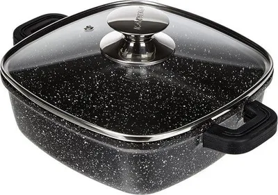 Productafbeelding van Vierkante Braadpan 30 cm Gegoten Aluminium - Geschikt voor alle warmtebronnen inclusief Inductie