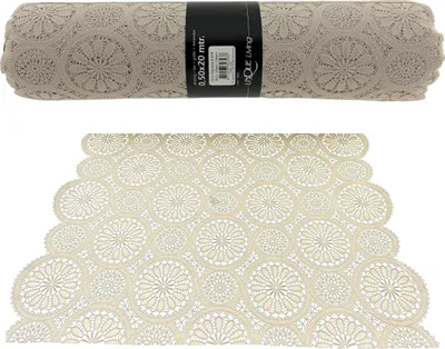 Immagine prodotto di Unique Living - Vinile - Runner da tavola in rotolo - Motivo pizzo - 50 cm x 20 metri - Lavabile - Crema