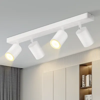 Produktbild von ZMH LED stropné svetlo biele stropné bodové svietidlo: stropné svietidlo GU10 bodové svietidlo 4 plamene 330° otočné stropné bodové svietidlo moderné chodbové svietidlo bez žiarovky