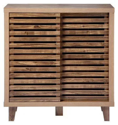Image de CALICOSY - Buffet 2 portes coulissantes à lames ajourées L80 cm LIAM