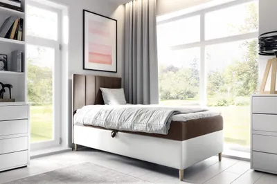 Produktbild von Boxspringbett Gästebett Kinderbett HELVI Nr.1 80x200cm Weiss-Braun