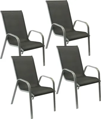 Produktbild von 4erSet Stühle MARBELLA aus grauem Textilene - graues Aluminium