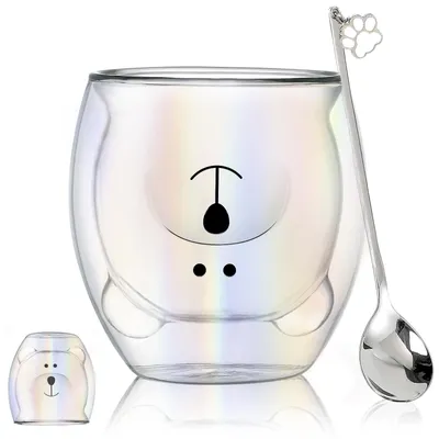 Image de Omgoods - Mug ours à double paroi avec anse, idéal pour le café et le thé