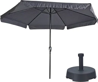 Produktbild von Sonnenschirm Gemini Dunkelgrau/Anthrazit Ø300 cm | Inklusive Sonnenschirmständer 25 kg