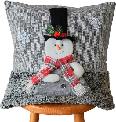 Produktbild von Kissen-Bezug Schneemann angenäht bunt 40x40 cm