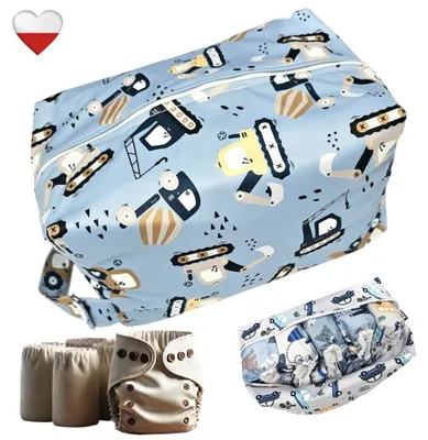 Produktbild von Wickeltasche für Kinder Bagger-Motiv wasserdicht leicht zu reinigen 32x20x15 cm