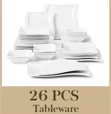 Produktbild von Weißes Porzellan Essservice 26tlg. modern