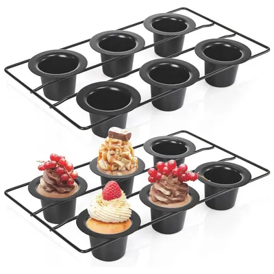 Produktbild von Muffinform 12er Set 2 Stück – Antihaft Backform Kohlenstoffstahl, Popover Backform für Muffins Cupcakes Quiche Backen
