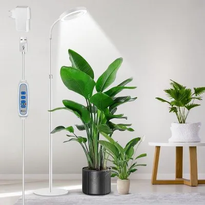 Obrázek produktu pro Unyqoos® Nastavitelná LED lampa pro pokojové rostliny – plnospektrální světlo, časovač až 16 hodin, 5 úrovní intenzity, 3 barevné režimy, flexibilní husí krk