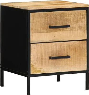 Image de Table de chevet vidaXL marron et noir 40 x 35 x 50 cm en bois massif de manguier