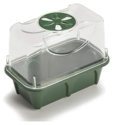 Immagine prodotto di Mini serra per semina - 16 x 10 x 13 cm - Con coperchio - Verde - Set da 3