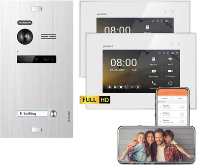 Produktbild von BALTER EVO HD Unterputz Silber 2x7" WiFi Monitor Weiß Video Türsprechanlage Set 1 Teilnehmer