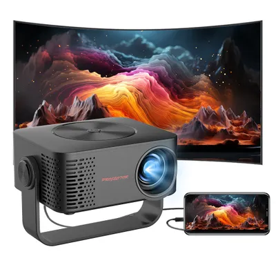 Produktbild von ZELURXX 1080P Mini Beamer mit WiFi & Lautsprecher – Tragbarer LED Projektor für Handy & Heimkino, Schwarz