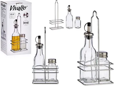 Produktbild von 3tlg. Set Menage Restaurant Gewürzset Salz Pfeffer Essig Öl Essiggiesser