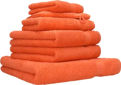 Produktbild von Betz 6-tlg. Handtuch-Set PREMIUM 1 Duschtuch 2 Handtücher 1 Gästetuch 1 Seiftuch 1 Waschhandschuh  Farbe: blutorange
