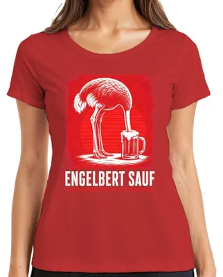 Produktbild von Engelbert Sauf Strauss Vogel Bier Handwerker Malle Party Strauß Damen T-Shirt, Rot, XXL