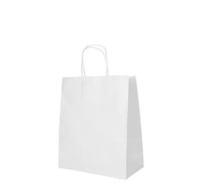 Produktbild von Papstar Tragetaschen, Papier 28 x 22 x 10 cm weiß mit gedrehtem Tragegriff 10 x 25 Stück
