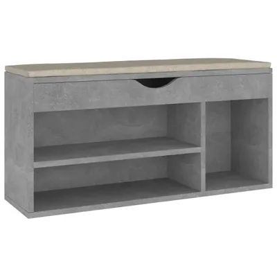 Immagine prodotto di Panca Scarpe con Cuscino Grigio Cemento 104x30x49cm Multistrato
