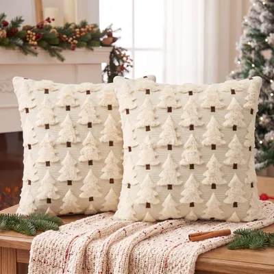 Kissenbezug 2er-Pack 45x45 cm, Plüsch Kunstfell, Beige Braun