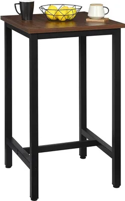 Obrázok produktu pre Happyment Barový stôl Nevlo - tmavohnedý - interiérový - štvorcový - kuchynský - drevo a kov - 60 × 60 × 100 cm