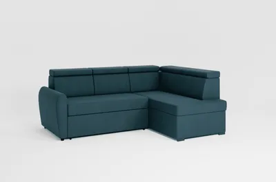Produktbild von Elegante Ecke - Ecksofa Canberra II Meeresblau Rechts - Couch mit Schlaffunktion, Bettzeugablage, Ottomane Links oder Rechts, L-förmiges Ecksofa Wohnzimmermöbel, Wohnzimmergarnitur, Sofagarnitur