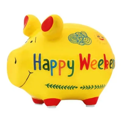Produktbild von KCG Sparschwein Company Sparschwein "Happy Weekend" aus Keramik, Bunt (B/H/T) 12x9x9cm Kleinschwein