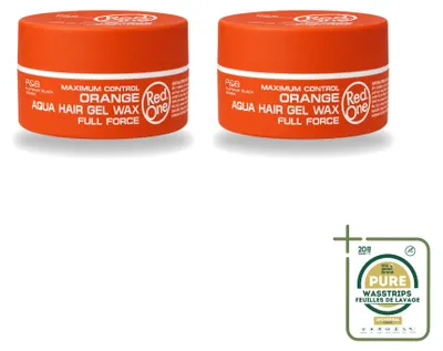 Imagen del producto de 2 unidades de cera para el cabello Red One Aqua Orange, para un agarre fuerte y brillo, 150 ml cada una. Paquete de ahorro