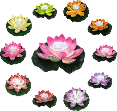 Image de K��nstable lotus flottant veilleuse lampes LED économie d'énergie pour piscine de jardin - fontaine d'étang décoration