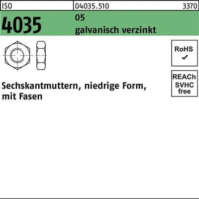 Produktbild von Reyher  Sechskantmuttern ISO 4035 05 M 8 galv. verzinkt (1000 Stück)