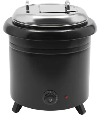 Obrázek produktu pro Ohřívač polévky – polévkový hrnec – objem 13 l – 800 W – nerezová ocel – elektrický – pro komerční použití – odnímatelné víko – černý