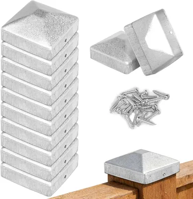 Zdjęcie produktu dla Nasadki na słupki 7 x 7 cm, 10 szt., stal galwanizowana, 20 śrub, do słupków ogrodzeniowych