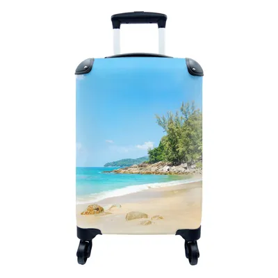 Produktbild von MuchoWow® Koffer Handgepäck Trolley Rollkoffer Kleine Reisekoffer mit 4 Rollen - Strand - Meer - Pflanzen - Tropisch - Cabin Size < 55x40x23 cm & 55x40x20 cm - Fotokoffer - Kabinenkoffer - Boardgepäck - Reise-Box - Reisekoffer - Reisegepäck - Koffer mit Bild - Trolley für Kinder