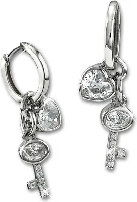 Produktbild von SilberDream Ohrringe Schlüssel/Herz Zirkonia Damen 925 Silber Creolen GSO506W