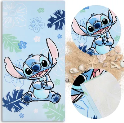 Produktbild von Stitch DISNEY SCHNELLTROCKNENDES Strandhandtuch, BAUMWOLLE 70x140 cm