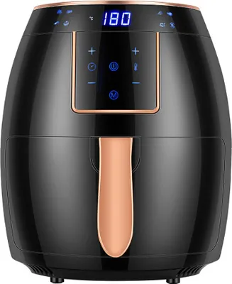 Obrázek produktu pro Horkovzdušná fritéza 5,5 litru pro domácnost velká kapacita 1300 W velký ohnivý výkon Časování dotykový displej LCD elektrická horkovzdušná fritéza s pečicími formami