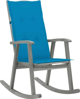 Image de vidaXL Chaise à bascule avec support Gris Bois massif Acacia