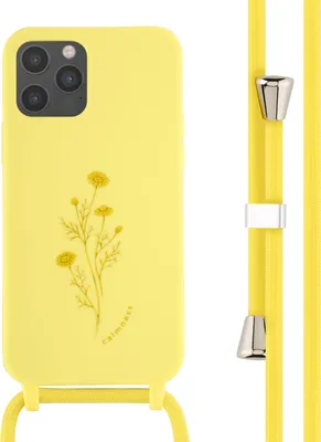 Produktbild von imoshion SilikonHülle design mit Band iPhone 12 (Pro) - Flower Yellow
