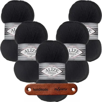 Produktbild von 5 x ALIZE Superlana Tig 60 Black mit Label