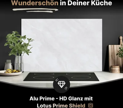 Produktbild von Spritzschutz Küchenrückwand aus Aluminiumverbund Glanz - 3mm - 90x60 cm - Natürliche weiße Marmortextur