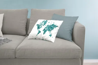 Produktbild von MuchoWow® Zierkissen Sofakissen Wohnzimmer Dekokissen 60x40 cm Weltkarte - Meer - Weiß - Kopfkissen - Polster mit Foto