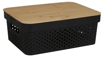 Produktbild von Aufbewahrungsbox mit Bambusdeckel 11L Aufbewahrungskiste Allzweckbox Dekoration